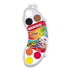 Vodové barvy Kores Akuarellas - 12 barev, průměr 25 mm