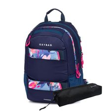 Studentsk batoh + etue OXY Sport Flowers Blue
