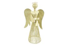 Anděl 30cm zlatý metal s s andělskou trubkou