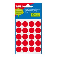 APLI samolepic etikety, O 19 mm, erven