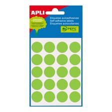APLI samolepic etikety, O 19 mm, zelen
