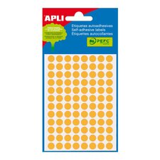 APLI samolepic etikety fluo, O 8 mm, oranov