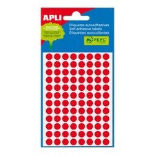 APLI samolepic etikety fluo, O 8 mm, erven