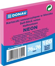 DONAU samolepic bloek, 76 x 76 mm, 100 list, neonov rov